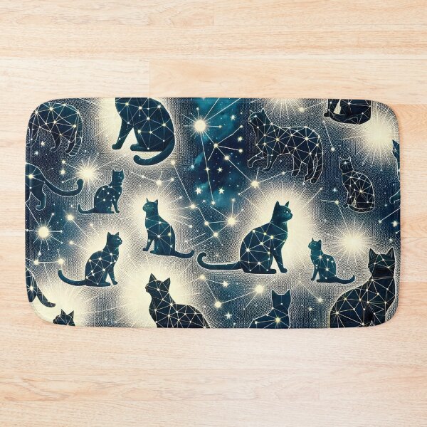 Item preview, Mystic Moonlight Felines - Celestial Cat Constellation Fabric designed and sold by PillowTalkyZone.