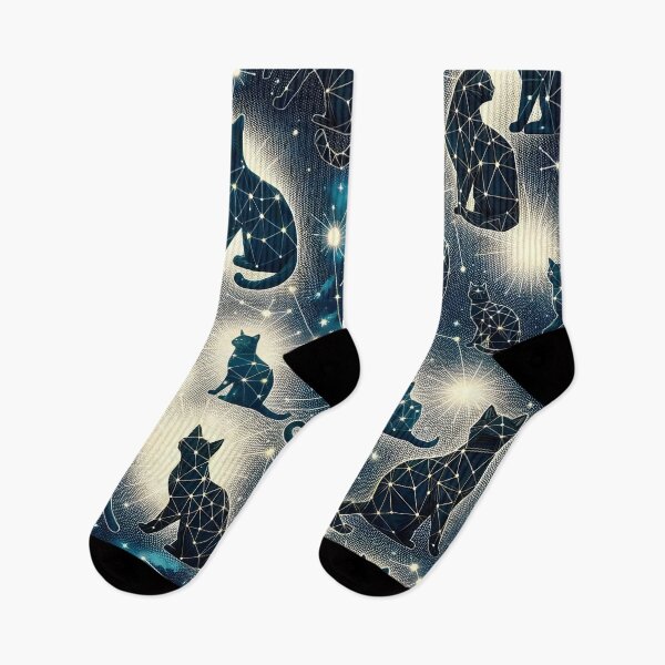 Item preview, Mystic Moonlight Felines - Celestial Cat Constellation Fabric designed and sold by PillowTalkyZone.