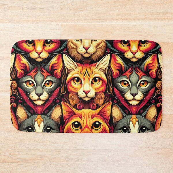 Item preview, Artistic Cat Mandala Fabric - Vibrant Feline Faces Pattern for Crafting and Home Décor designed and sold by PillowTalkyZone.