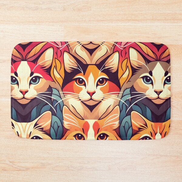 Item preview, Artistic Cat Mandala Fabric - Vibrant Feline Faces Pattern for Crafting and Home Décor designed and sold by PillowTalkyZone.