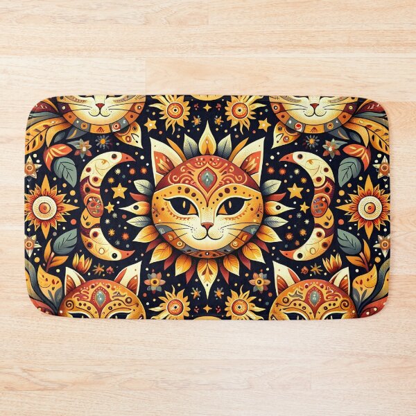 Item preview, Artistic Cat Mandala Fabric - Vibrant Feline Faces Pattern for Crafting and Home Décor designed and sold by PillowTalkyZone.