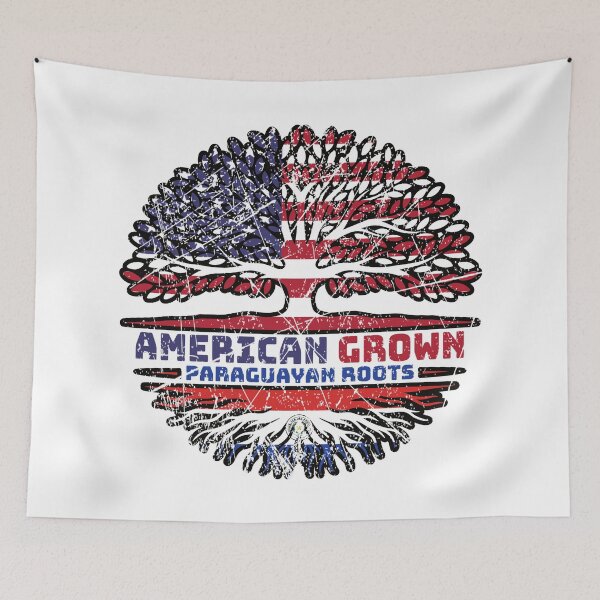 Item preview, Paraguay Paraguayan American USA Tree Roots Flag designed and sold by FlagX.