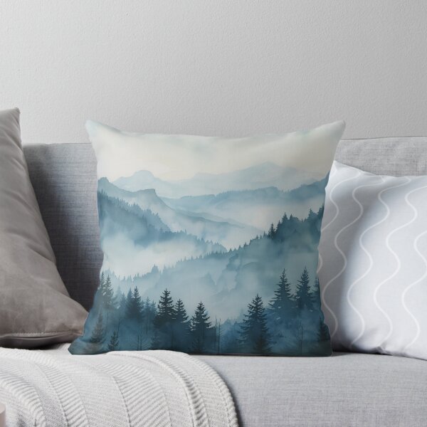 Item preview, Misty Mountain Serenity: Watercolor Landscape in Blue & Gray designed and sold by Daydreamsatdawn.