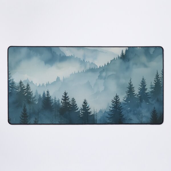 Item preview, Misty Mountain Serenity: Watercolor Landscape in Blue & Gray designed and sold by Daydreamsatdawn.