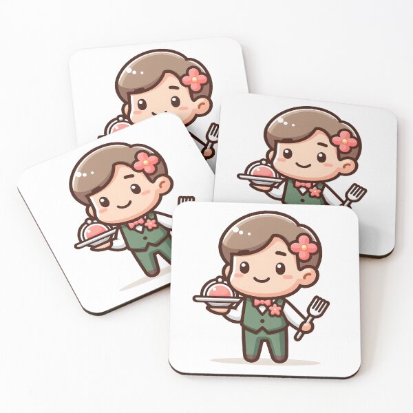 Item preview, Kawaii Waiter With A Neat Waistcoat And A Flower In The Pocket designed and sold by CanvasCutie.