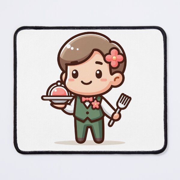 Item preview, Kawaii Waiter With A Neat Waistcoat And A Flower In The Pocket designed and sold by CanvasCutie.