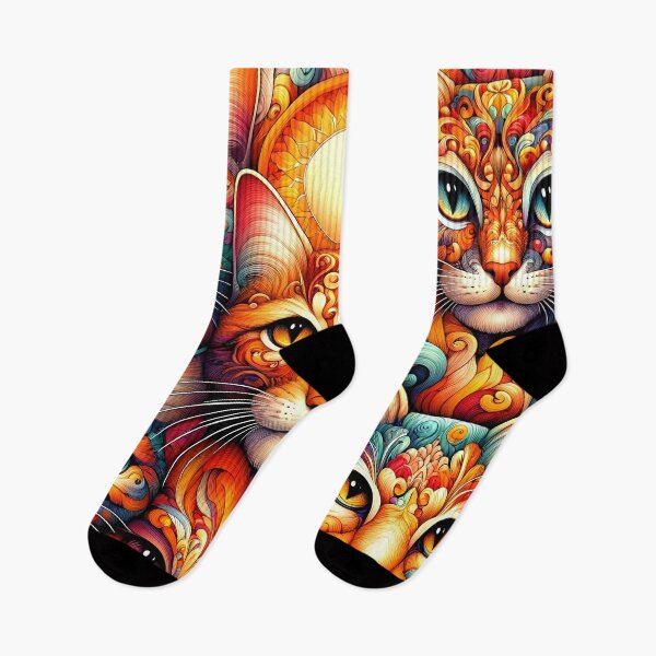 Item preview, Artistic Cat Mandala Fabric - Vibrant Feline Faces Pattern for Crafting and Home Décor designed and sold by PillowTalkyZone.
