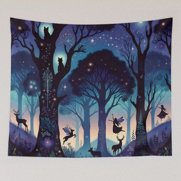 Item preview, Enchanted Twilight Forest - Mystical Wilderness Fabric Design designed and sold by PillowTalkyZone.