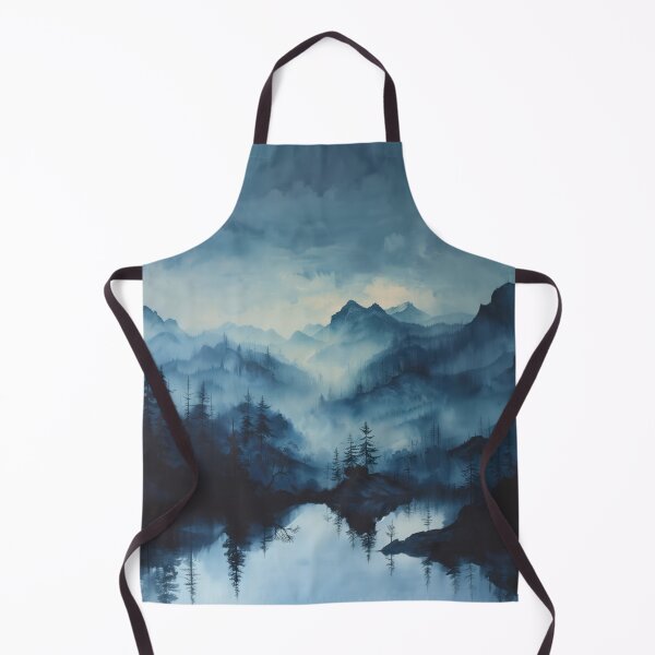 Aperçu de l'œuvre Horizons bleus tranquilles : Aquarelle de paysage sombre créée et vendue par Daydreamsatdawn.