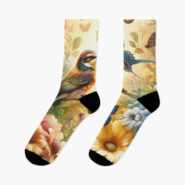 Item preview, Botanical Elegance Bird Fabric - Nature's Symphony in Bloom designed and sold by PillowTalkyZone.