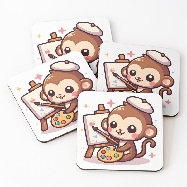 Item preview, Kawaii Monkey With Painter'S Palette designed and sold by CanvasCutie.