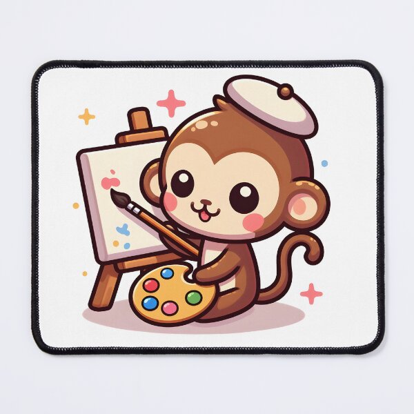 Item preview, Kawaii Monkey With Painter'S Palette designed and sold by CanvasCutie.