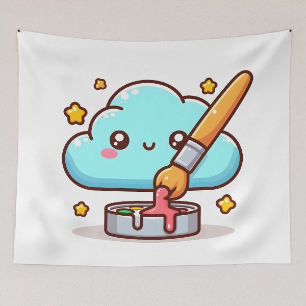 Item preview, Kawaii Cloud With Paintbrush designed and sold by CanvasCutie.