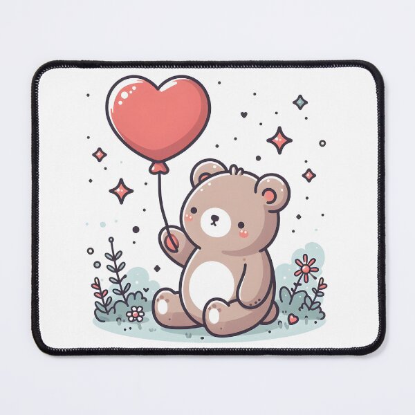 Item preview, Kawaii Bear With Heart-Shaped Balloon designed and sold by CanvasCutie.