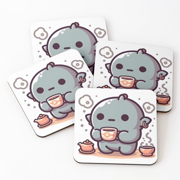 Item preview, Kawaii Kawaii Golem With Teacup And Saucer designed and sold by CanvasCutie.