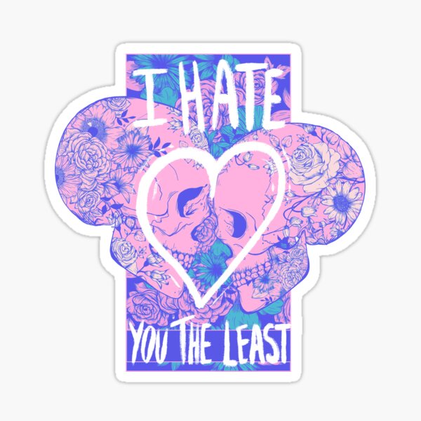 Artikel-Vorschau von Bunte Totenköpfe mit Liebesherz - I Hate You the Least, designt und verkauft von Jess.a.creates.