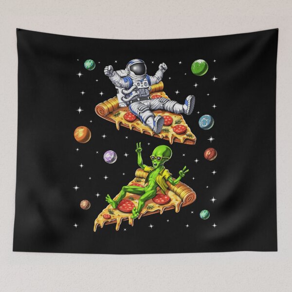 Item preview, Astronaut And Alien Riding Pizza designed and sold by underheaven.