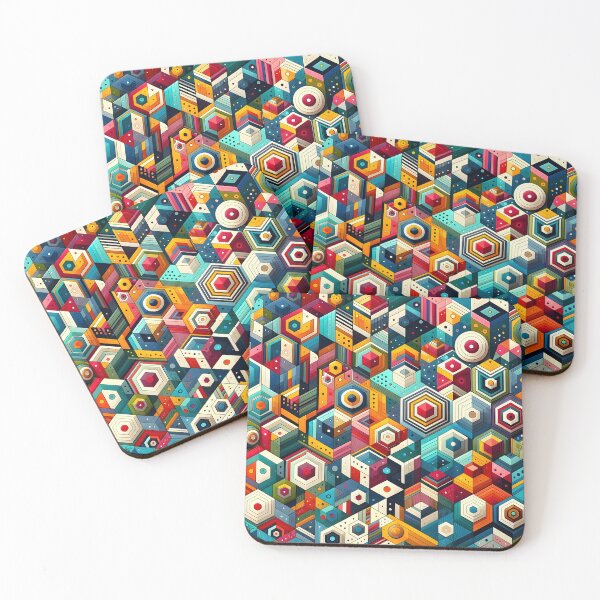 Item preview, Abstract Geometric Pattern Art - Vibrant Low Poly & Isometric Design designed and sold by PillowTalkyZone.