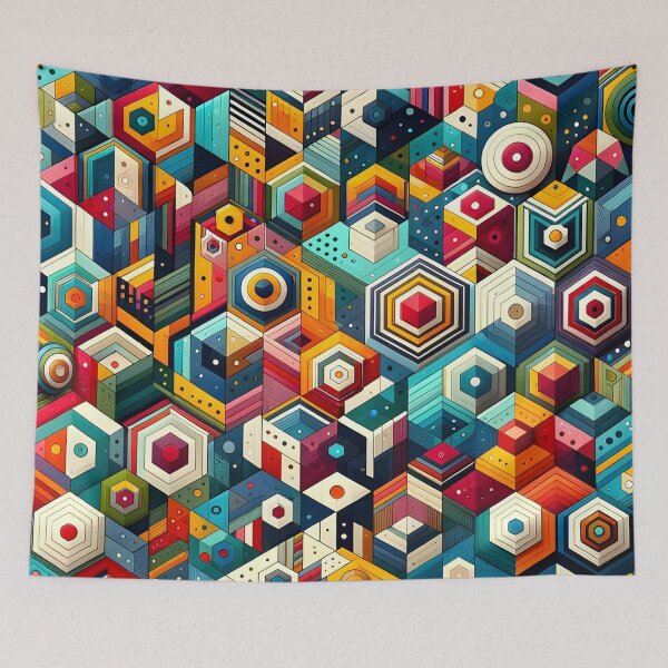 Item preview, Abstract Geometric Pattern Art - Vibrant Low Poly & Isometric Design designed and sold by PillowTalkyZone.