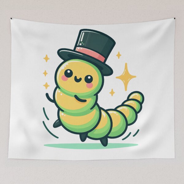 Item preview, Kawaii Caterpillar With Top Hat designed and sold by CanvasCutie.