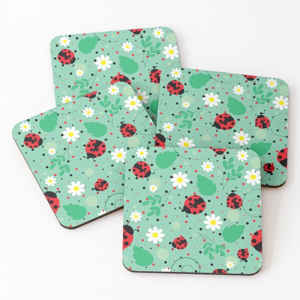 Item preview, Ladybird flowers and leaves pattern  designed and sold by smalladventures.