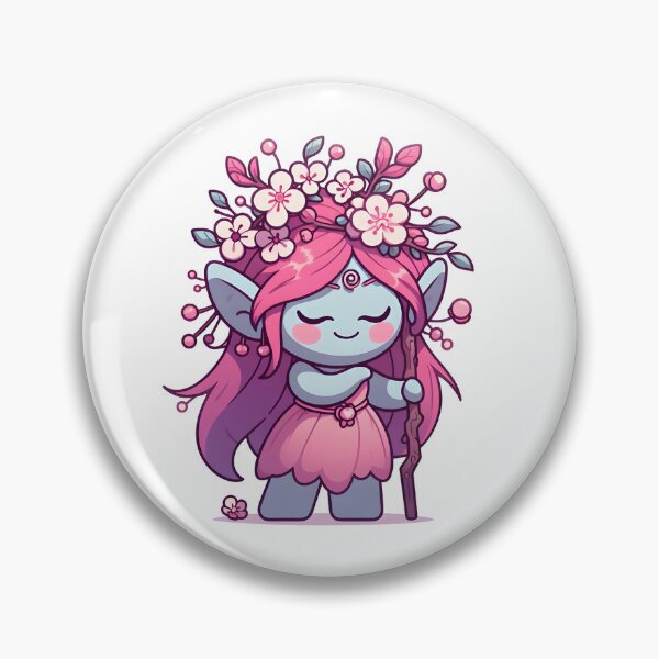Item preview, Kawaii Enchanting Troll With Cherry Blossom Hairpin designed and sold by CanvasCutie.