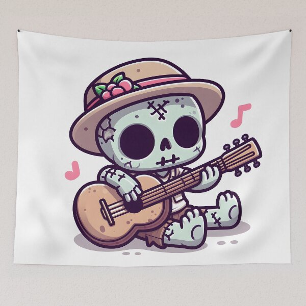 Item preview, Kawaii Gentle Zombie With Guitar designed and sold by CanvasCutie.