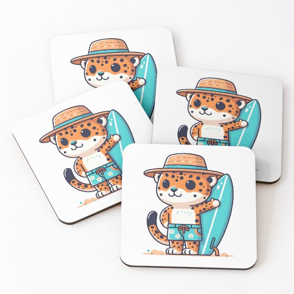 Item preview, Kawaii Jaguar With Surfboard And Beach Shorts Surfing designed and sold by CanvasCutie.