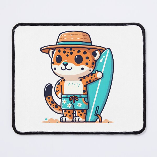 Item preview, Kawaii Jaguar With Surfboard And Beach Shorts Surfing designed and sold by CanvasCutie.