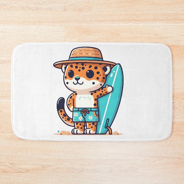 Item preview, Kawaii Jaguar With Surfboard And Beach Shorts Surfing designed and sold by CanvasCutie.