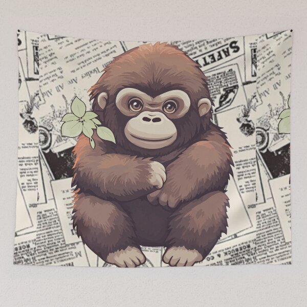 Item preview, Cute monkey t-shirts, nature pattern t-shirts, cute wild animal pattern t-shirts, vintage style t-shirts. ,newspaper designed and sold by BeYourself1993.