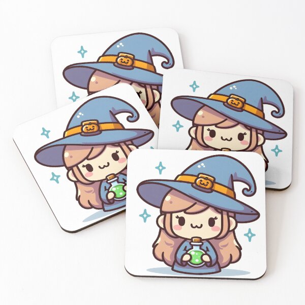 Item preview, Kawaii Smiling Witch With A Tiny Witch Hat designed and sold by CanvasCutie.
