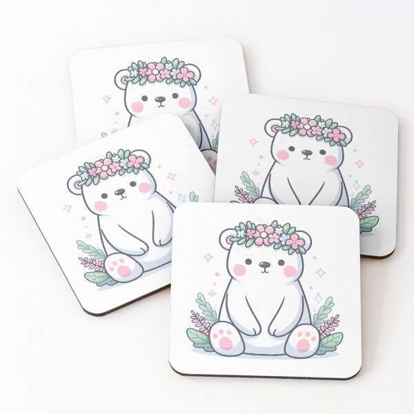 Item preview, Kawaii Polar Bear With Flower Crown designed and sold by CanvasCutie.