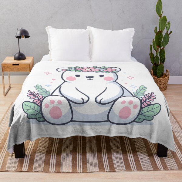 Item preview, Kawaii Polar Bear With Flower Crown designed and sold by CanvasCutie.