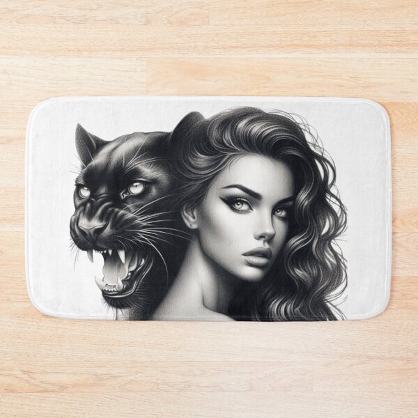 Item preview, “Feminine power incarnate: a woman and her black panther” designed and sold by CHRIST5000.