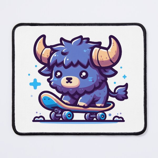 Item preview, Kawaii Curious Minotaur With Skateboard designed and sold by CanvasCutie.