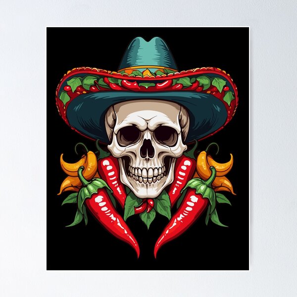 Item preview, Aesthetic Chili Skull Design Mexican Style designed and sold by LuminOrb.