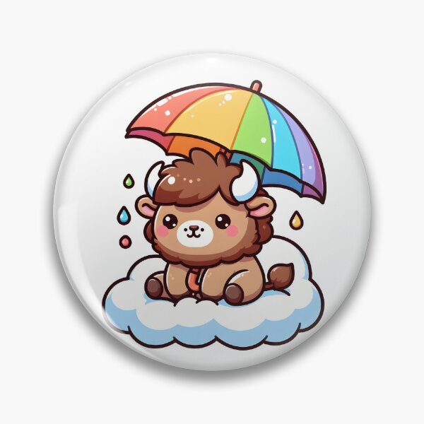 Item preview, Kawaii Bison With Rainbow Umbrella designed and sold by CanvasCutie.