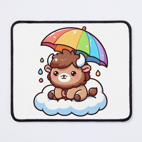Item preview, Kawaii Bison With Rainbow Umbrella designed and sold by CanvasCutie.