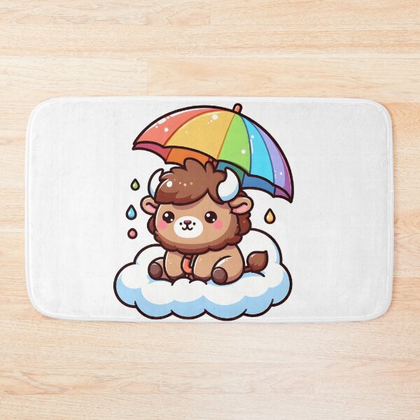 Item preview, Kawaii Bison With Rainbow Umbrella designed and sold by CanvasCutie.