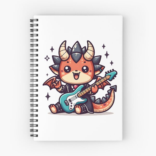 Item preview, Kawaii Adorable Dragon With Guitar And Rockstar Outfit designed and sold by CanvasCutie.