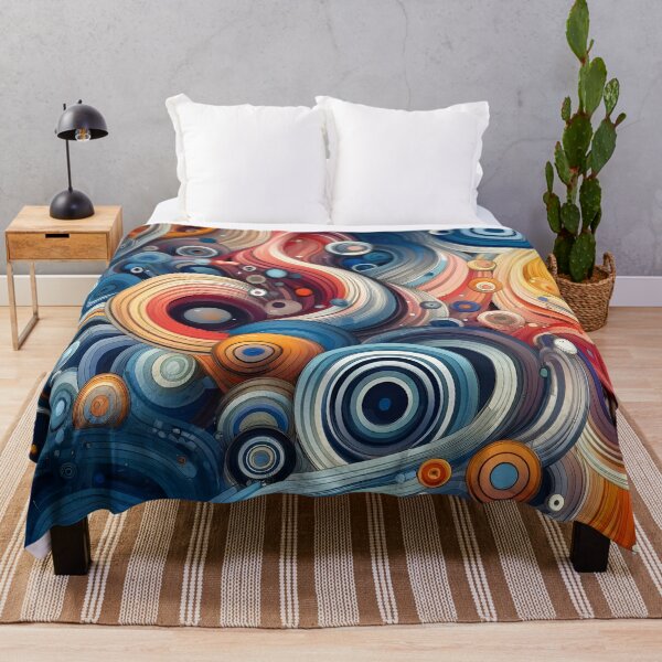 Item preview, Dynamic Swirls and Circles Artwork - Vibrant Geometric Canvas Print designed and sold by PillowTalkyZone.