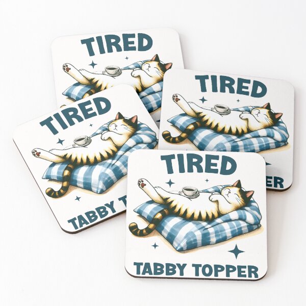 Item preview, Tired Tabby Topper: Napping Cat Needs Coffee! designed and sold by SesameTees.