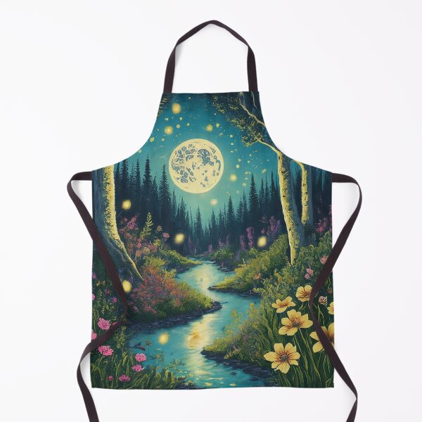 Item preview, Enchanting Moonlit Forest with Dancing Fireflies Art Print designed and sold by SSulatul101.