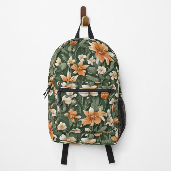Item preview, a pattern of orange and white flowers on a green background designed and sold by Enga6.