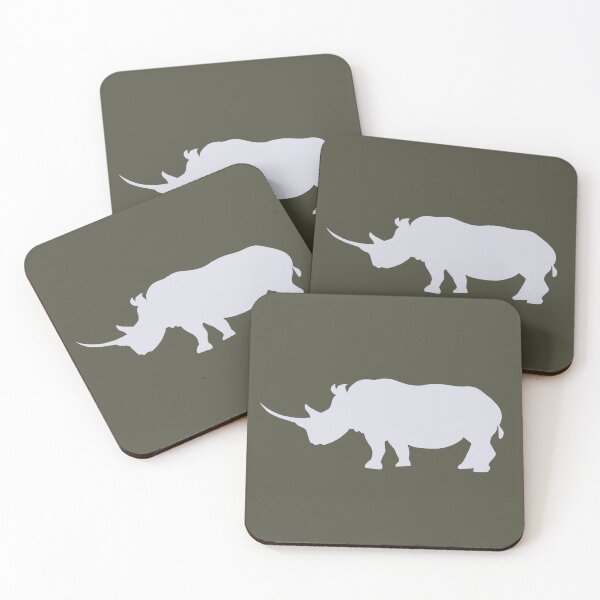 Item preview, Grey Rhino Silhouette (white silhouette) designed and sold by badlydoodled.