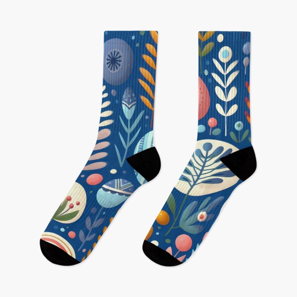 Item preview, Scandinavian Folk Art floral pattern in indigo blue by heidiannemorris ©️  designed and sold by FOLK ART FUSION by heidiannemorris.