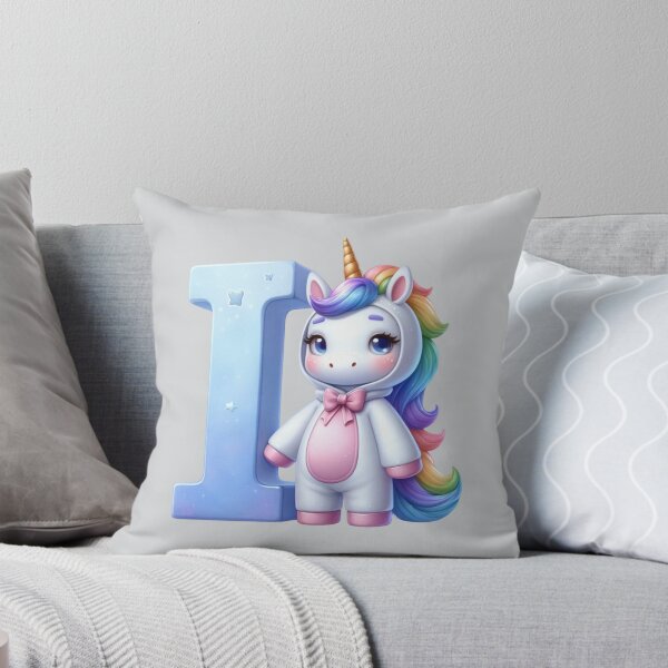 Item preview, Unicorn kawaii alphabet monogram letter I designed and sold by portrait4you.
