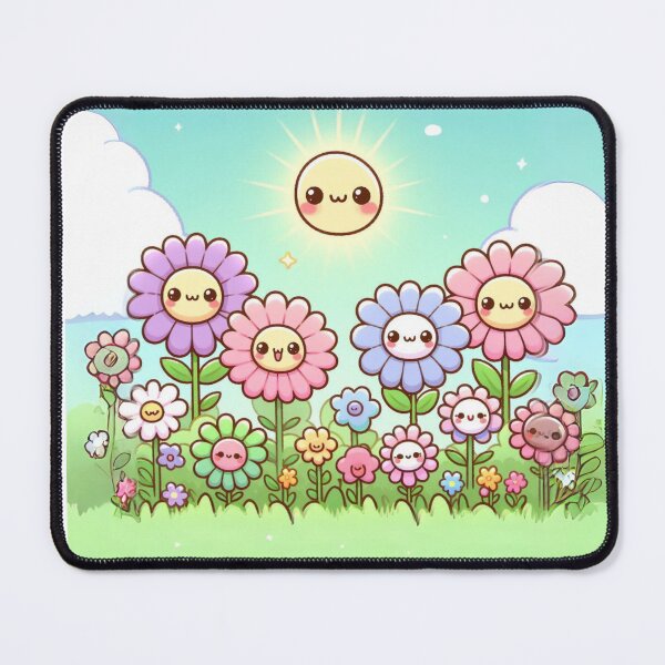 Item preview, Cute kawaii manga cartoon field flower flowers pink yellow Blue wildflowers  designed and sold by Coolparrotgirl.