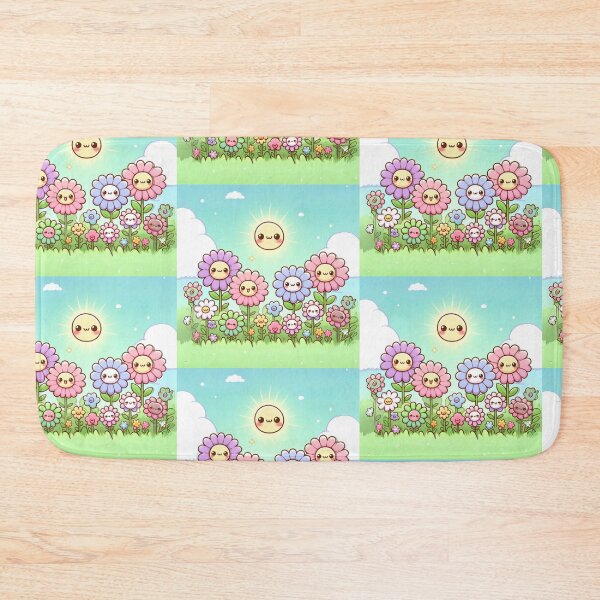 Item preview, Cute kawaii manga cartoon field flower flowers pink yellow Blue wildflowers  designed and sold by Coolparrotgirl.